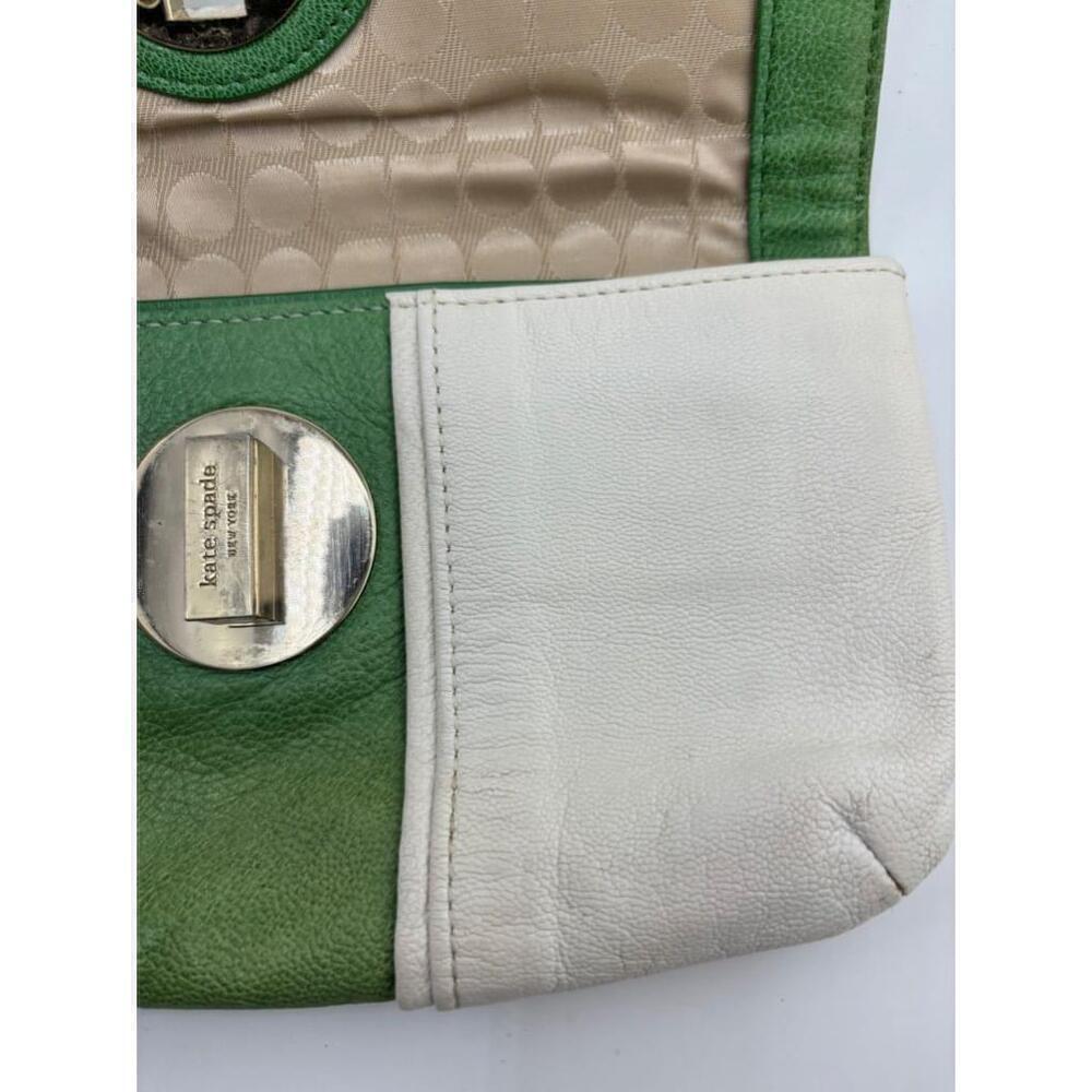 Women's Kate Spade Green and White Leather Clutch - Picture 13 of 15